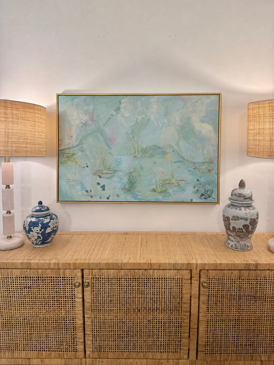 “Marsh Life” 24x36” framed in thin gold floating frame