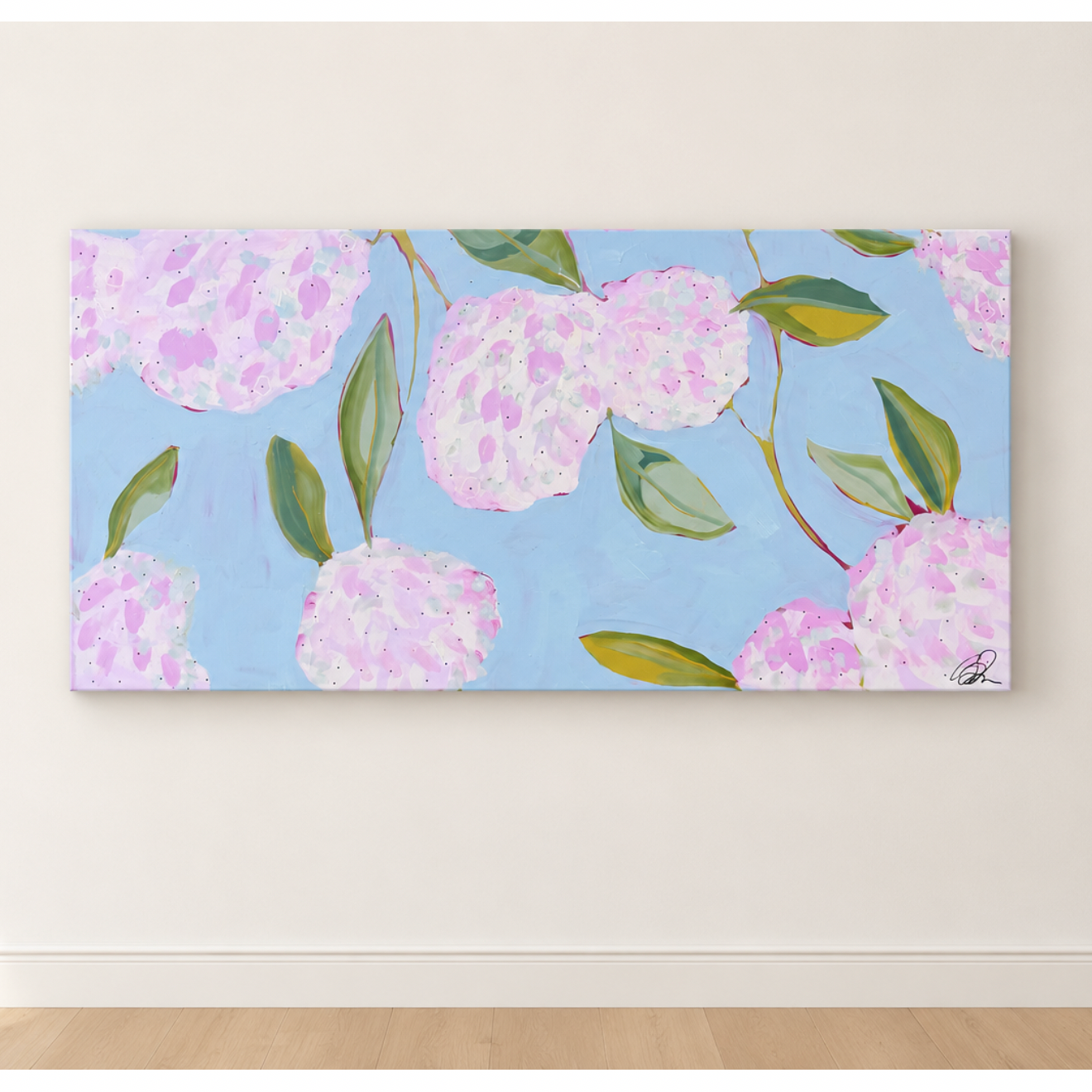 Hallie’s Hydrangeas 24x48 1” canvas