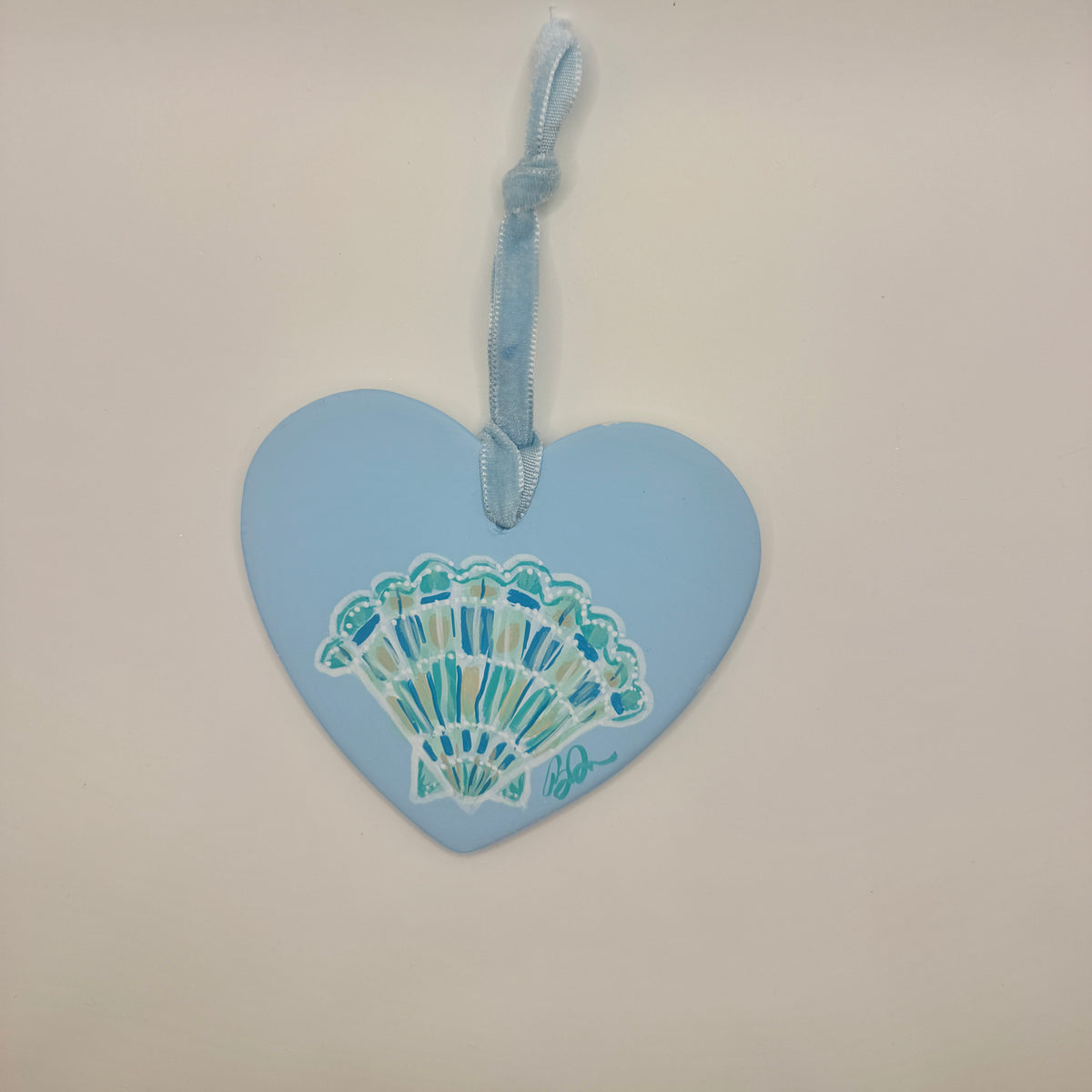 “Baby Blues” shell heart ornament