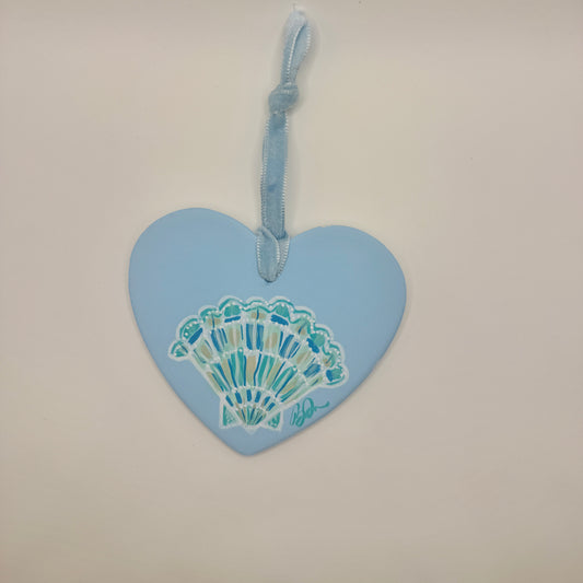 “Baby Blues” shell heart ornament