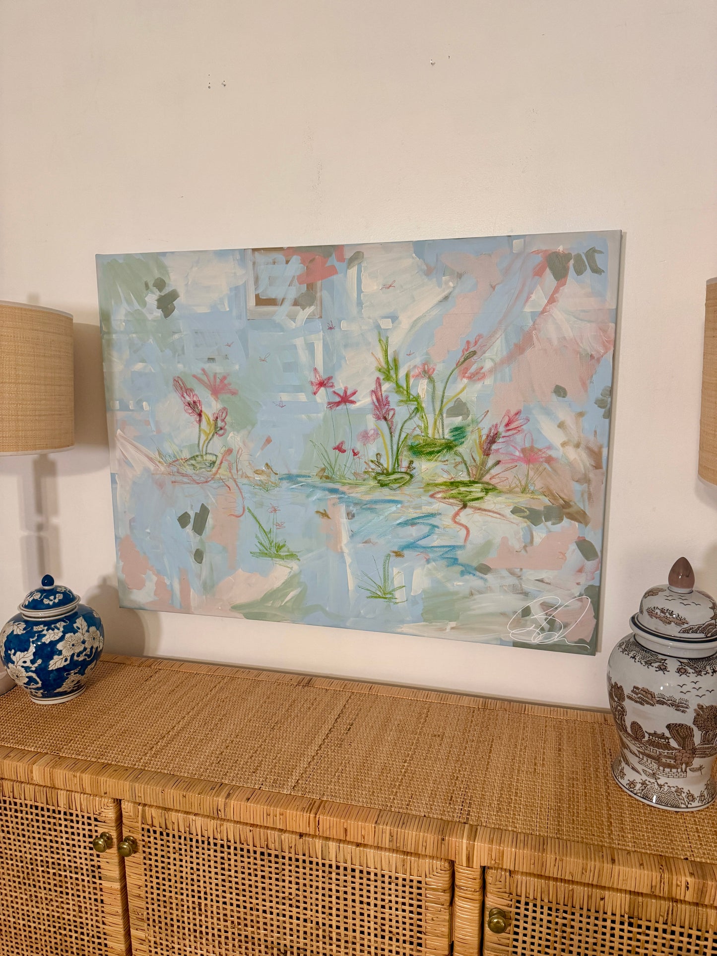 “Swamp Gardens” 40x30” Framed in thin gold