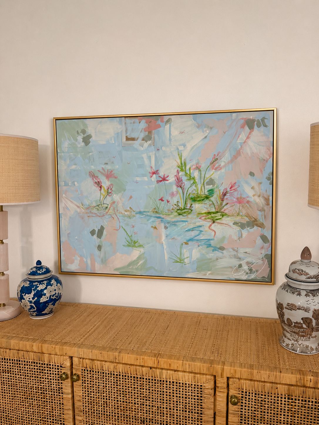 “Swamp Gardens” 40x30” Framed in thin gold