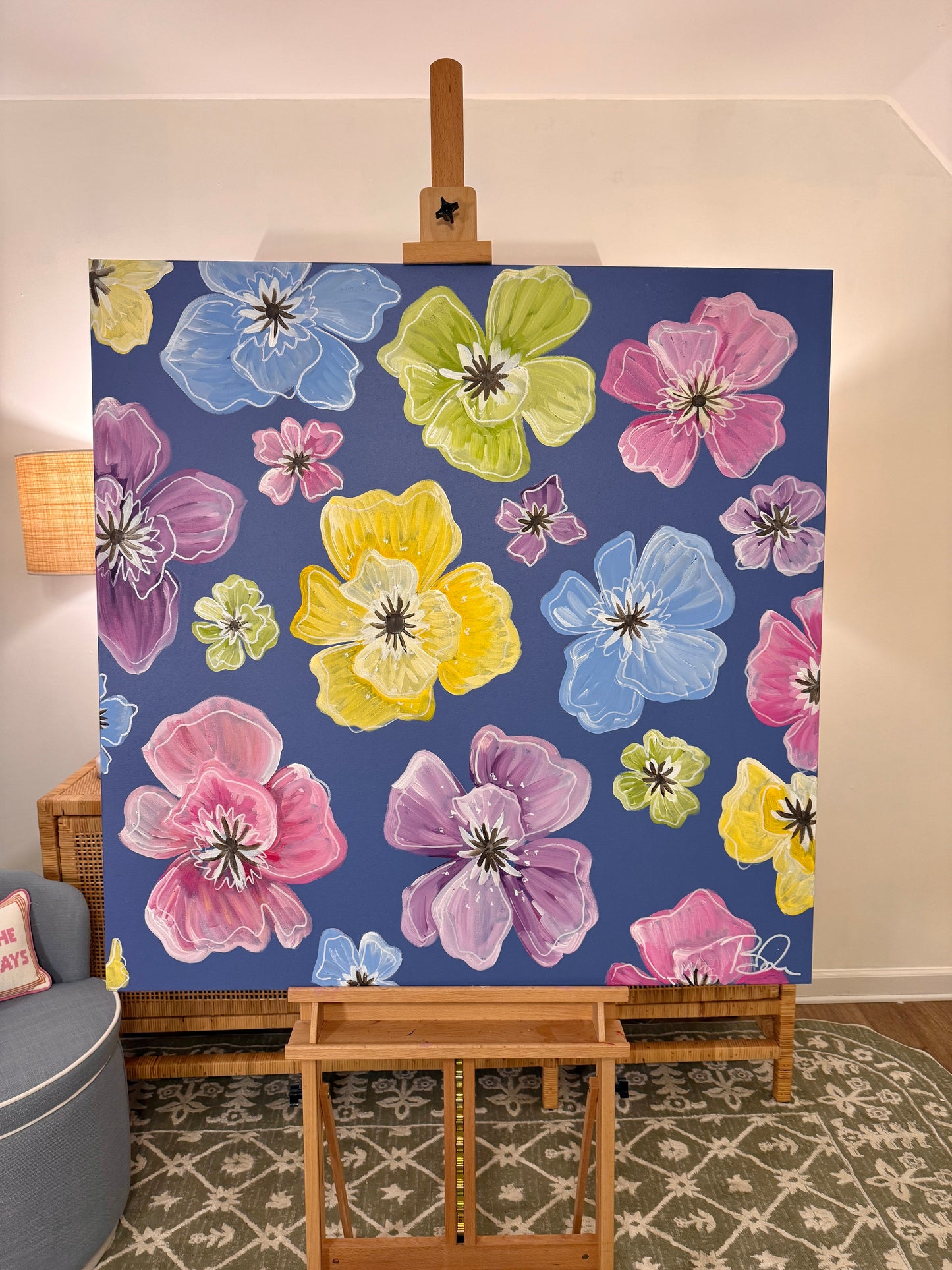 "Summer Popped Blooms" 40"x40"